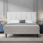 Bed Frame Upholstered Wooden Slat with Headboard