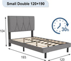 Bed Frame Upholstered Wooden Slat with Headboard