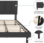 Bed Frame Upholstered Wooden Slat with Headboard