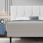 Bed Frame Upholstered Wooden Slat with Headboard