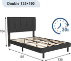 Bed Frame Upholstered Wooden Slat with Headboard
