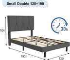 Bed Frame Upholstered Wooden Slat with Headboard