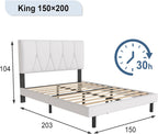 Bed Frame Upholstered Wooden Slat with Headboard