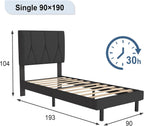 Bed Frame Upholstered Wooden Slat with Headboard