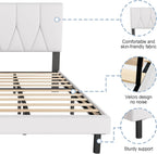 Bed Frame Upholstered Wooden Slat with Headboard