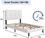Bed Frame Upholstered Wooden Slat with Headboard