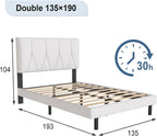 Bed Frame Upholstered Wooden Slat with Headboard