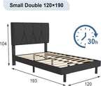 Bed Frame Upholstered Wooden Slat with Headboard