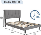 Bed Frame Upholstered Wooden Slat with Headboard