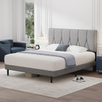Bed Frame Upholstered Wooden Slat with Headboard