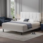 Bed Frame Upholstered Wooden Slat with Headboard