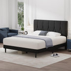 Bed Frame Upholstered Wooden Slat with Headboard