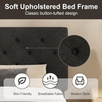 Bed Frame with Adjustable Upholstered Headboard