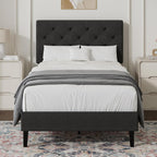 Bed Frame with Adjustable Upholstered Headboard