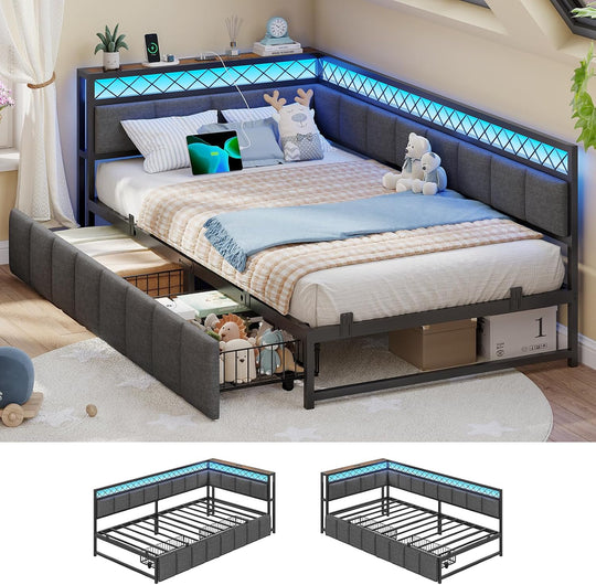 Bed Frame with Charging Station Day 2 Storage