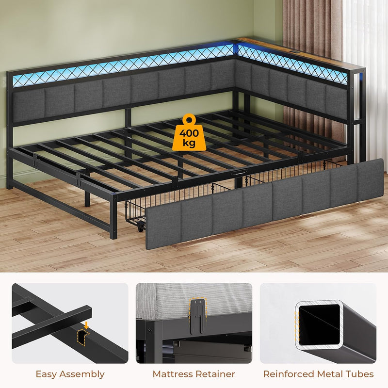 Bed Frame with Charging Station Day 2 Storage
