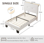 Bed Frame with Charging Station Velvet Upholstered Platform