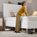 Bed Frame with Charging Station Velvet Upholstered Platform
