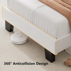 Bed Frame with Charging Station Velvet Upholstered Platform