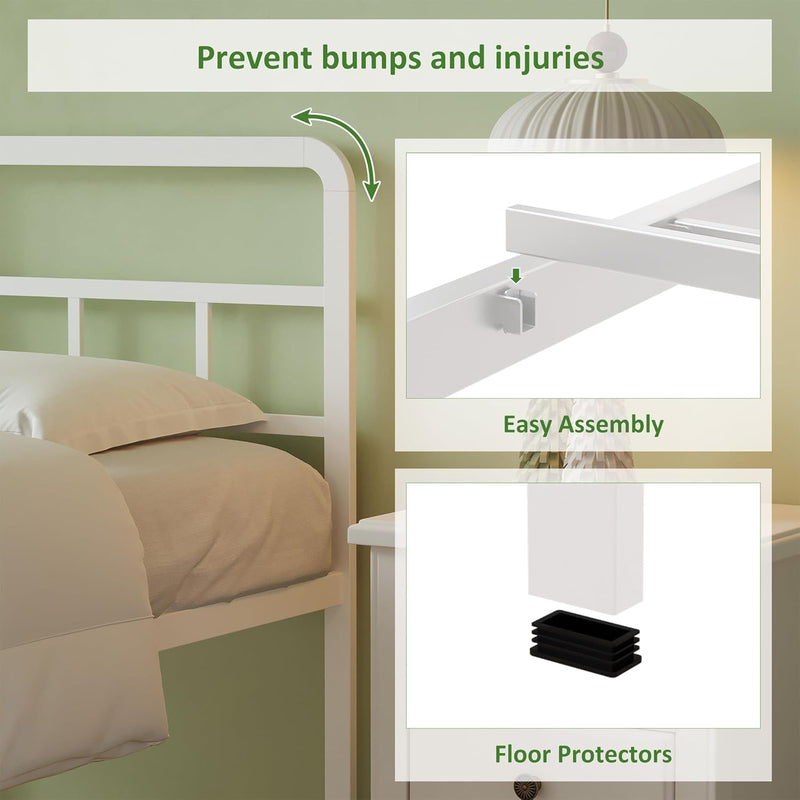 Metal Bed Frame with Headboard 46CM High