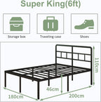 Metal Bed Frame with Headboard 46CM High