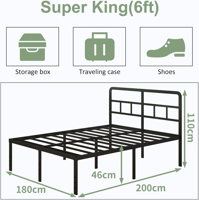 Metal Bed Frame with Headboard 46CM High