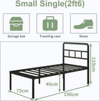 Metal Bed Frame with Headboard 46CM High