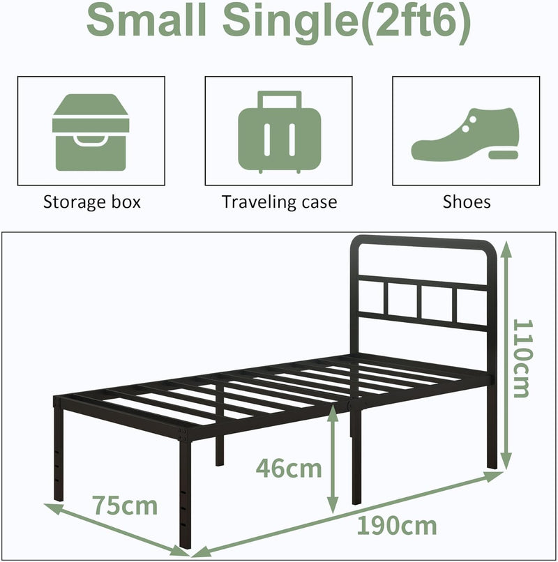 Metal Bed Frame with Headboard 46CM High