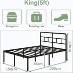 Metal Bed Frame with Headboard 46CM High