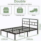 Metal Bed Frame with Headboard 46CM High