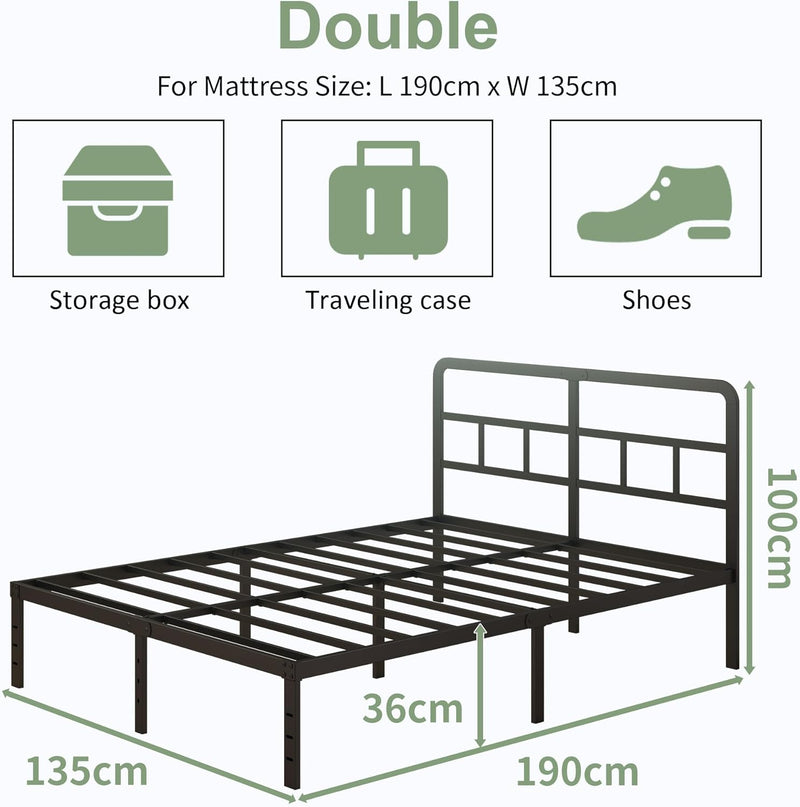Metal Bed Frame with Headboard 46CM High