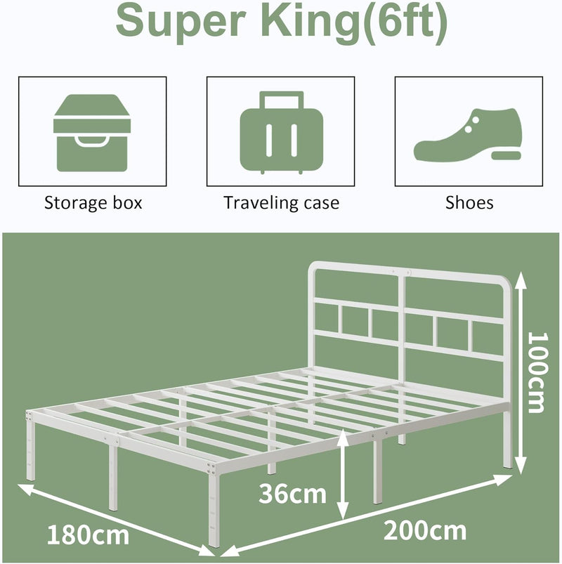 Metal Bed Frame with Headboard 46CM High