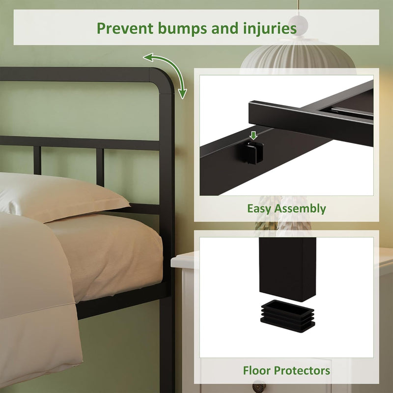 Metal Bed Frame with Headboard 46CM High