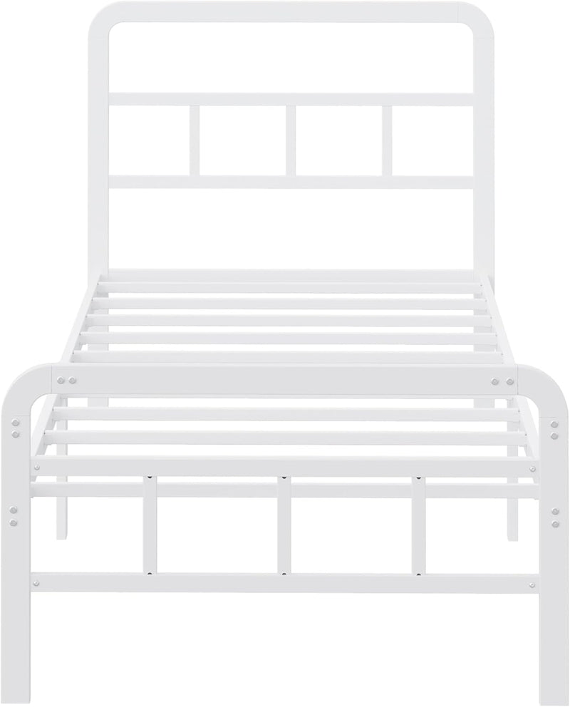 Bed Frame with Headboard and Footboard Metal Slats