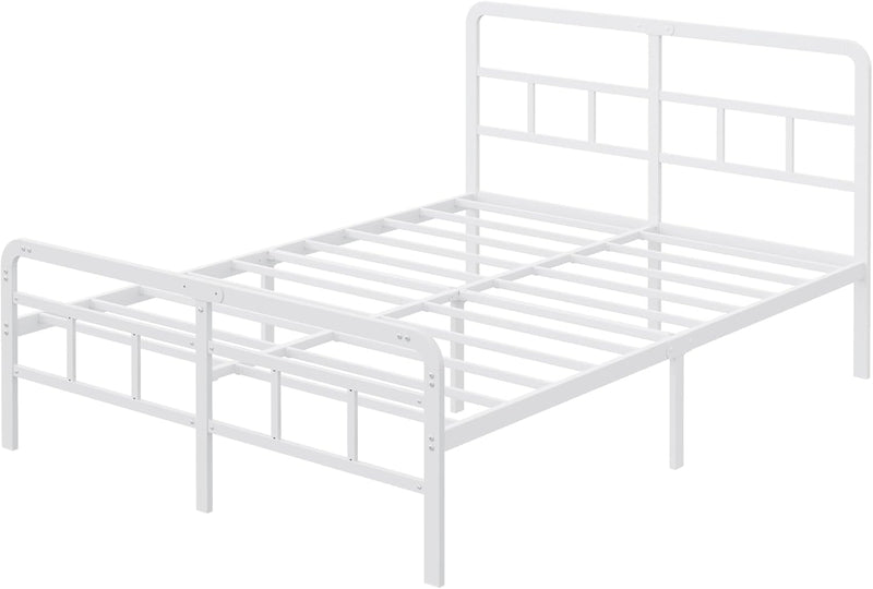 Bed Frame with Headboard and Footboard Metal Slats