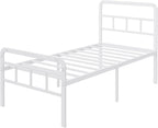 Bed Frame with Headboard and Footboard Metal Slats