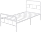 Bed Frame with Headboard and Footboard Metal Slats