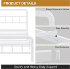 Bed Frame with Headboard and Footboard Metal Slats