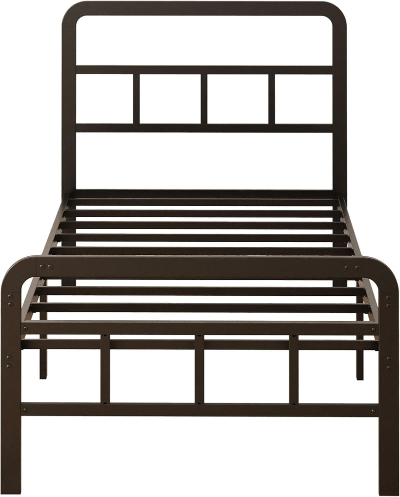 Bed Frame with Headboard and Footboard Metal Slats