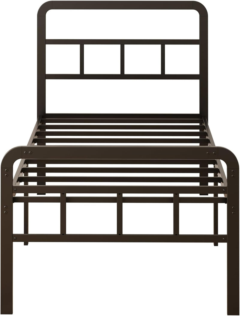 Bed Frame with Headboard and Footboard Metal Slats