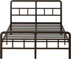 Bed Frame with Headboard and Footboard Metal Slats