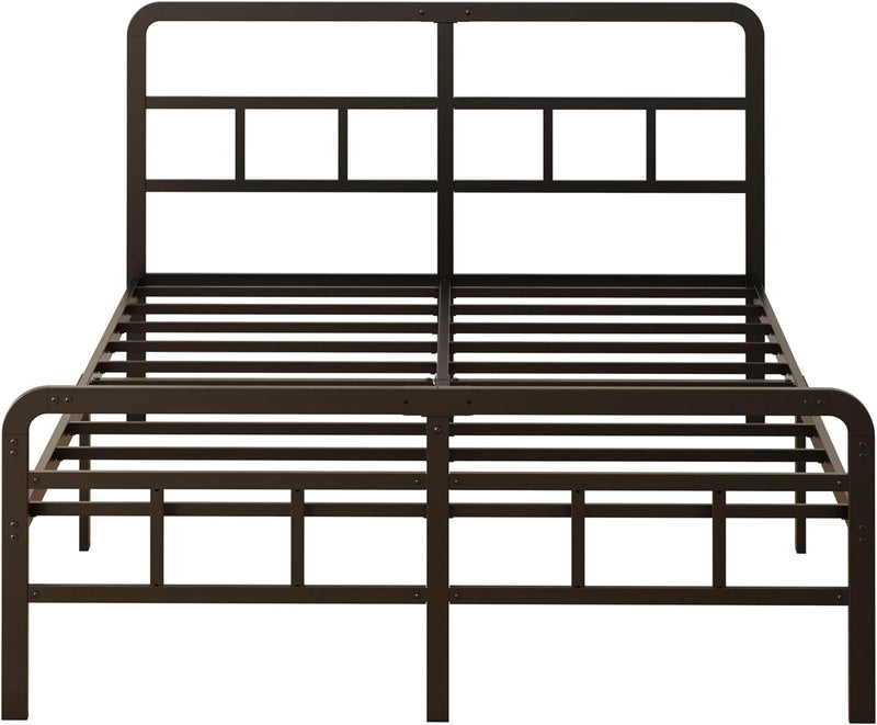 Bed Frame with Headboard and Footboard Metal Slats