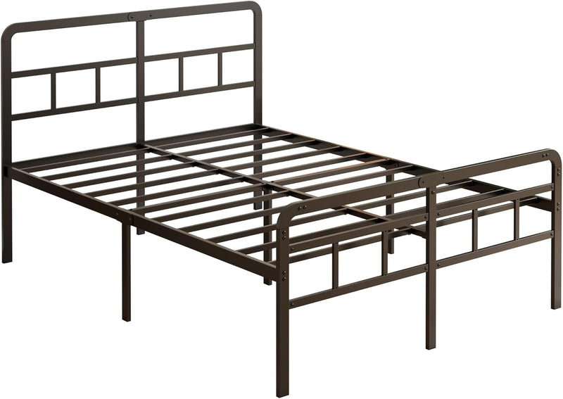 Bed Frame with Headboard and Footboard Metal Slats