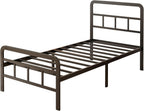 Bed Frame with Headboard and Footboard Metal Slats