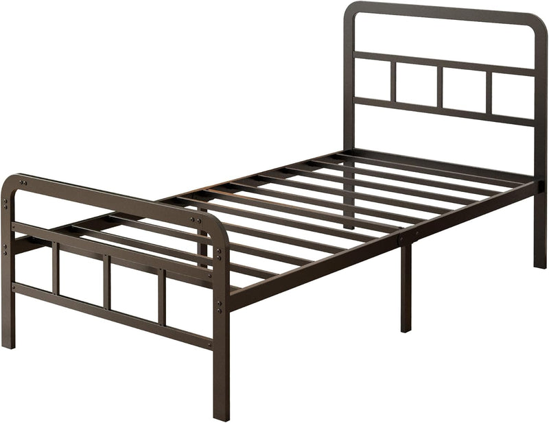 Bed Frame with Headboard and Footboard Metal Slats