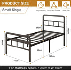 Bed Frame with Headboard and Footboard Metal Slats