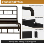 Bed Frame with Headboard and Footboard Metal Slats