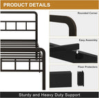 Bed Frame with Headboard and Footboard Metal Slats