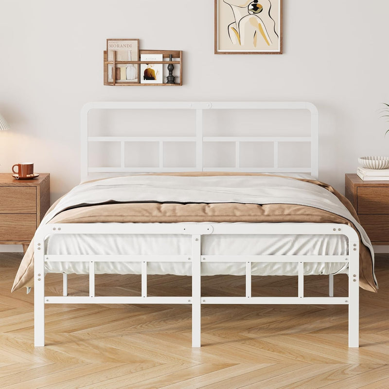 Bed Frame with Headboard and Footboard Metal Slats