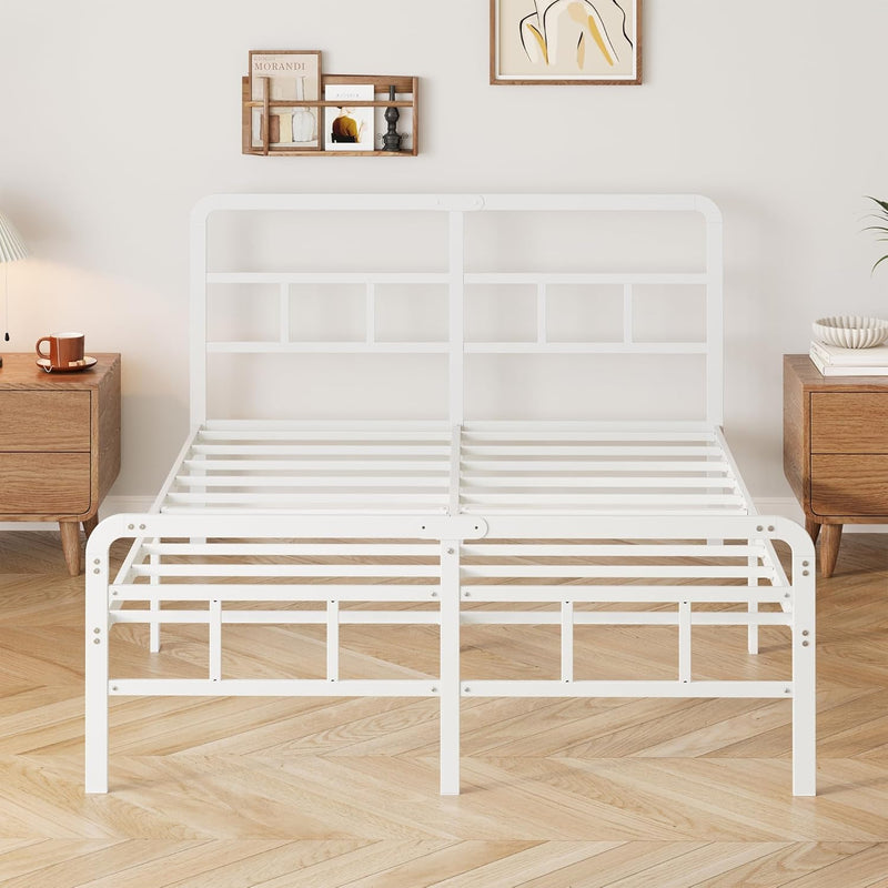 Bed Frame with Headboard and Footboard Metal Slats